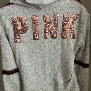 VS PINK Bling Rose Gold Zip Up Hoodie!